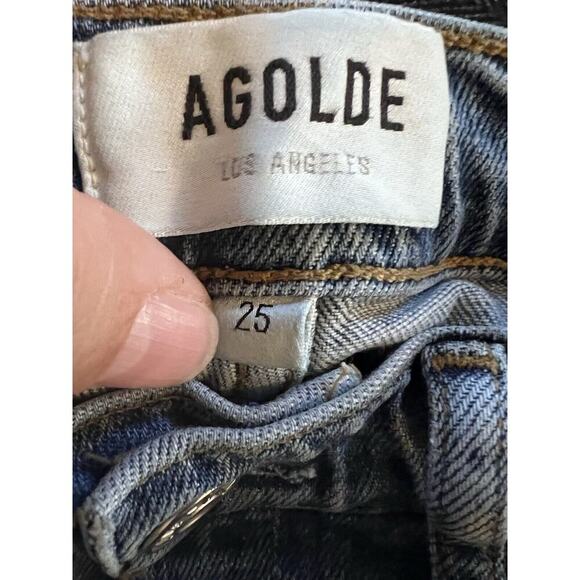 Agolde Jeans Womens 25 Toni Mid Rise Straight Leg Swerve Two Tone Racer Stripe - Picture 10 of 11